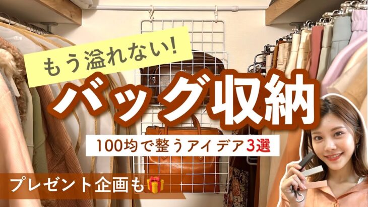 【バッグ収納】100均で簡単！収納アイデア3選👜プレゼント企画も🎁6WAYバッグハンガー